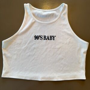 SHEIN White '90s Baby' Tank Top